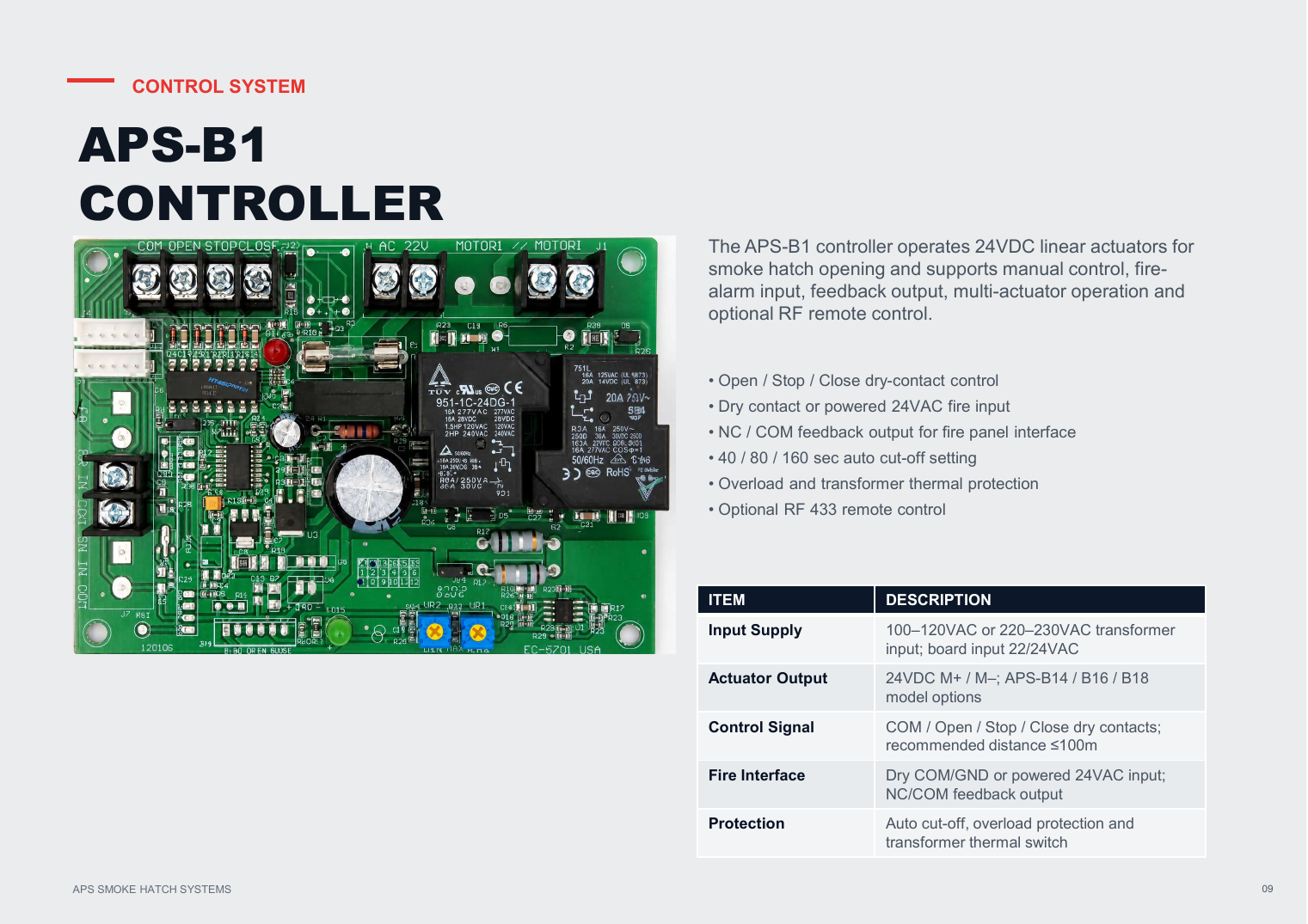 APS Smoke Hatch Systems catalogue page 9