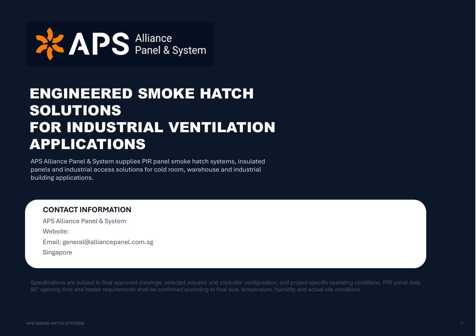 APS Smoke Hatch Systems catalogue page 17